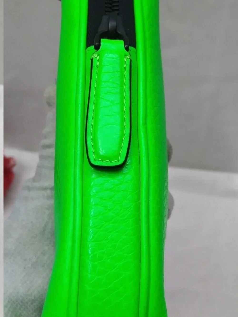Mulberry Neon Green Zip Pouch Case with Embossed Logo